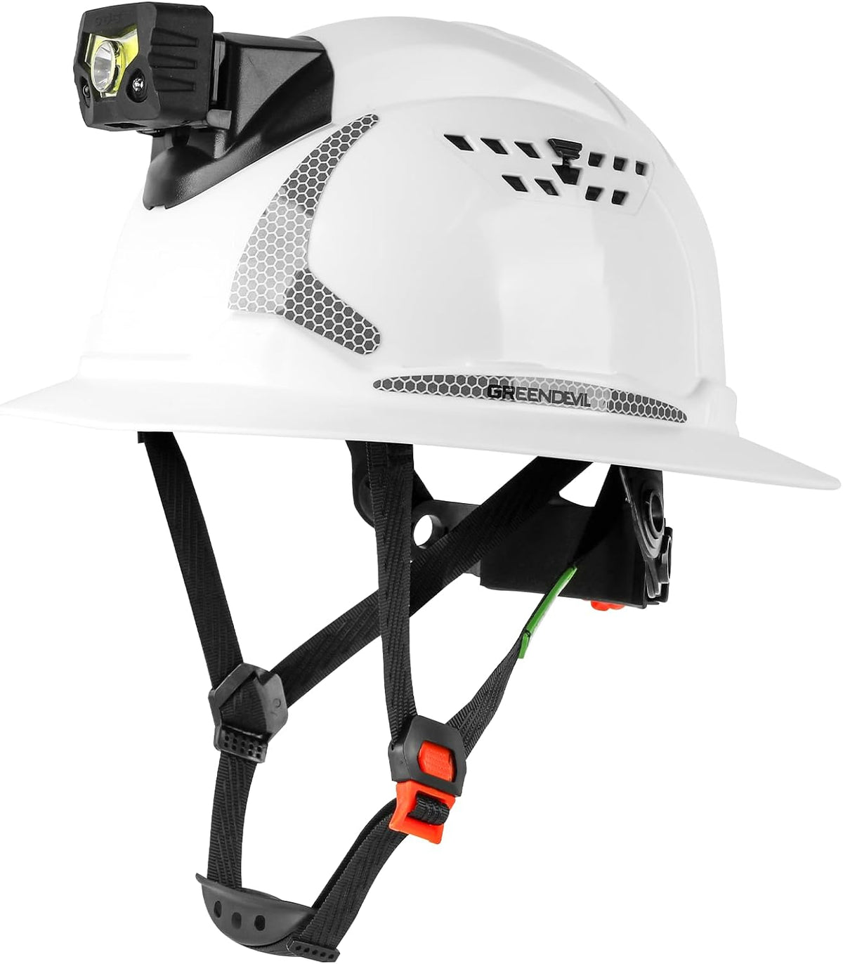 Matrix Full Brim Hard Hat with Headlight Vented Construction Safety Helmet OSHA Approved Cascos De Construccion Work Hardhat for Men&Women