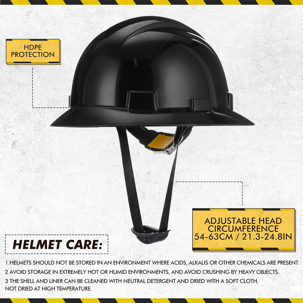 10 Pack Classic Full Brim Hard Hats - Lightweight HDPE with Adjustable Suspension for Ultimate Safety