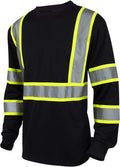 Hi Vis Class 3 T Shirt Reflective Safety Black Short Long Sleeve HIGH Visibility 39 55