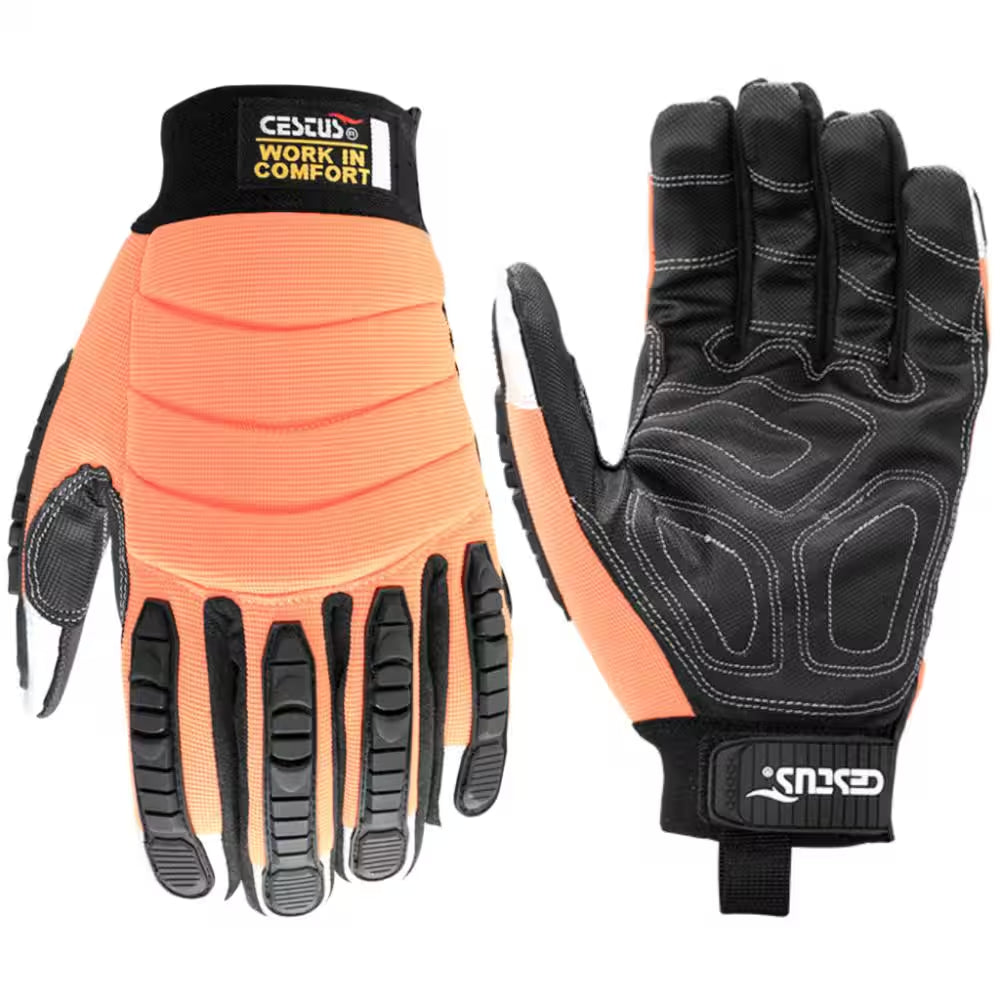 8015, HI VIS Impact Work Gloves, Canvas Palm, 4XL