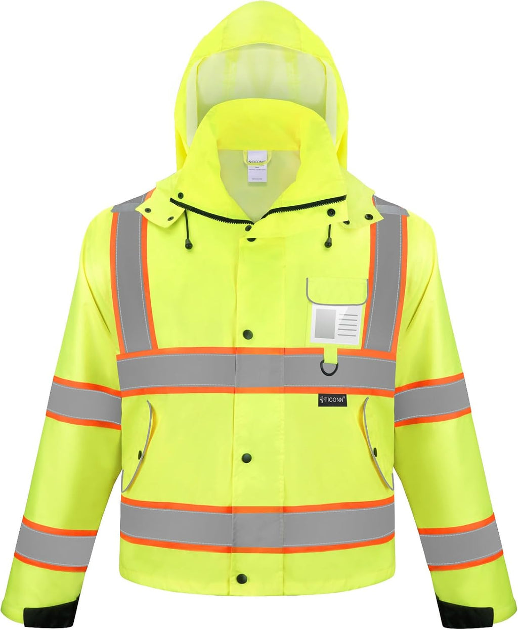 Reflective Rain Jacket, Waterproof ANSI Class 3 Hi Vis Safety Coat