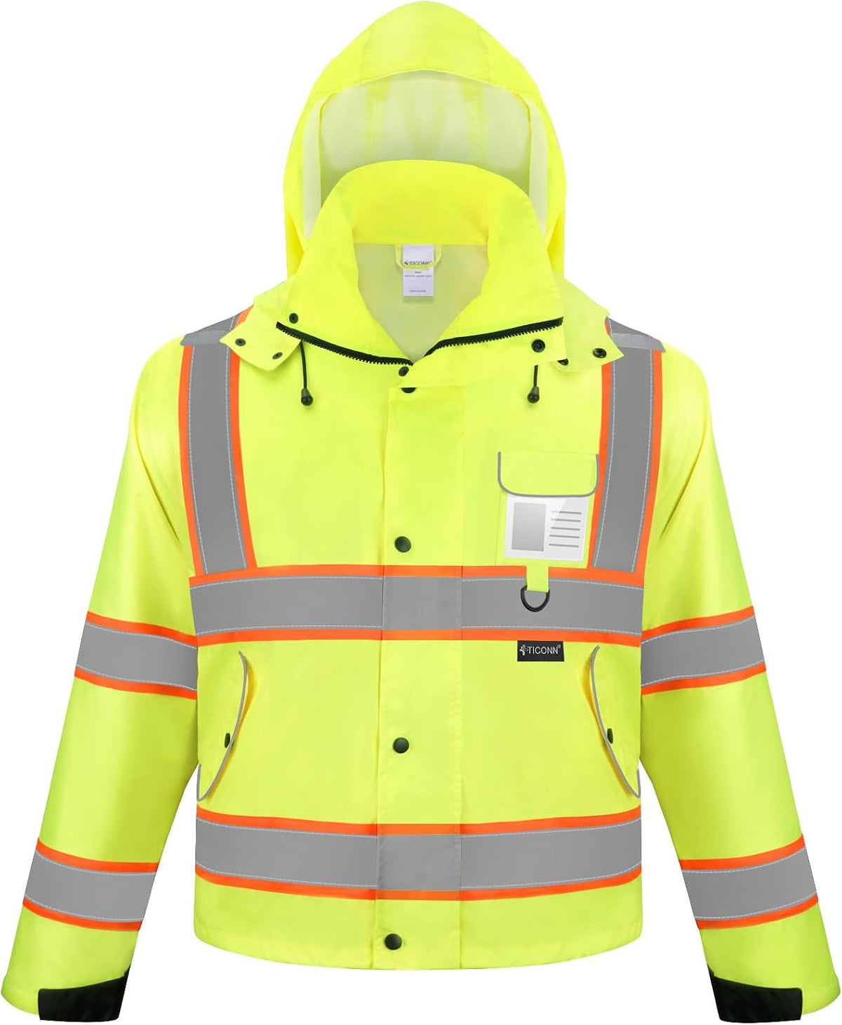 Reflective Rain Jacket, Waterproof ANSI Class 3 Hi Vis Safety Coat