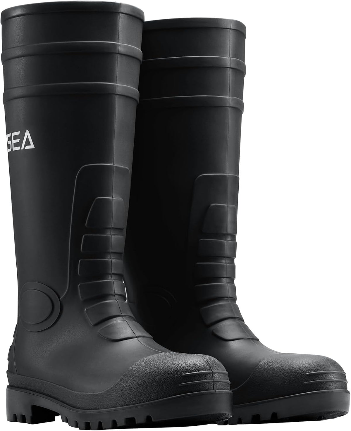 Men'S Steel-Toe Rain Boots, Rubber Boots Waterproof Slip Resistant