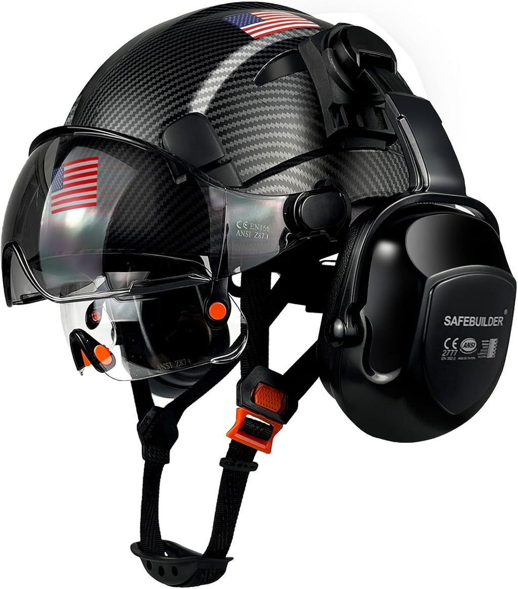Premium Industrial Safety Helmet with Adjustable Visors and Ear Muffs for Ultimate Head Protection in Construction Work