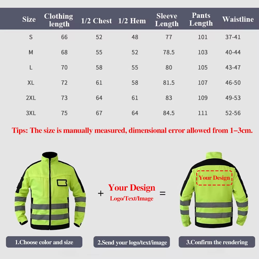 Hi Vis Working Clothes Winter Safety Jacket Waterproof High Visibility Safety Work Sets with Detachable Cotton Linner ﻿