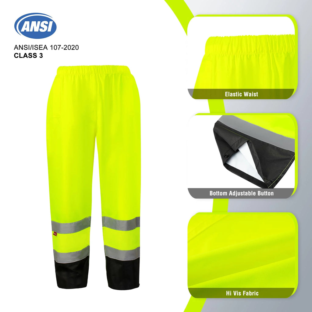 Stay Dry and Visible: Hi-Vis Waterproof Rain Jacket and Pants for Ultimate Safety and Comfort in Any Weather