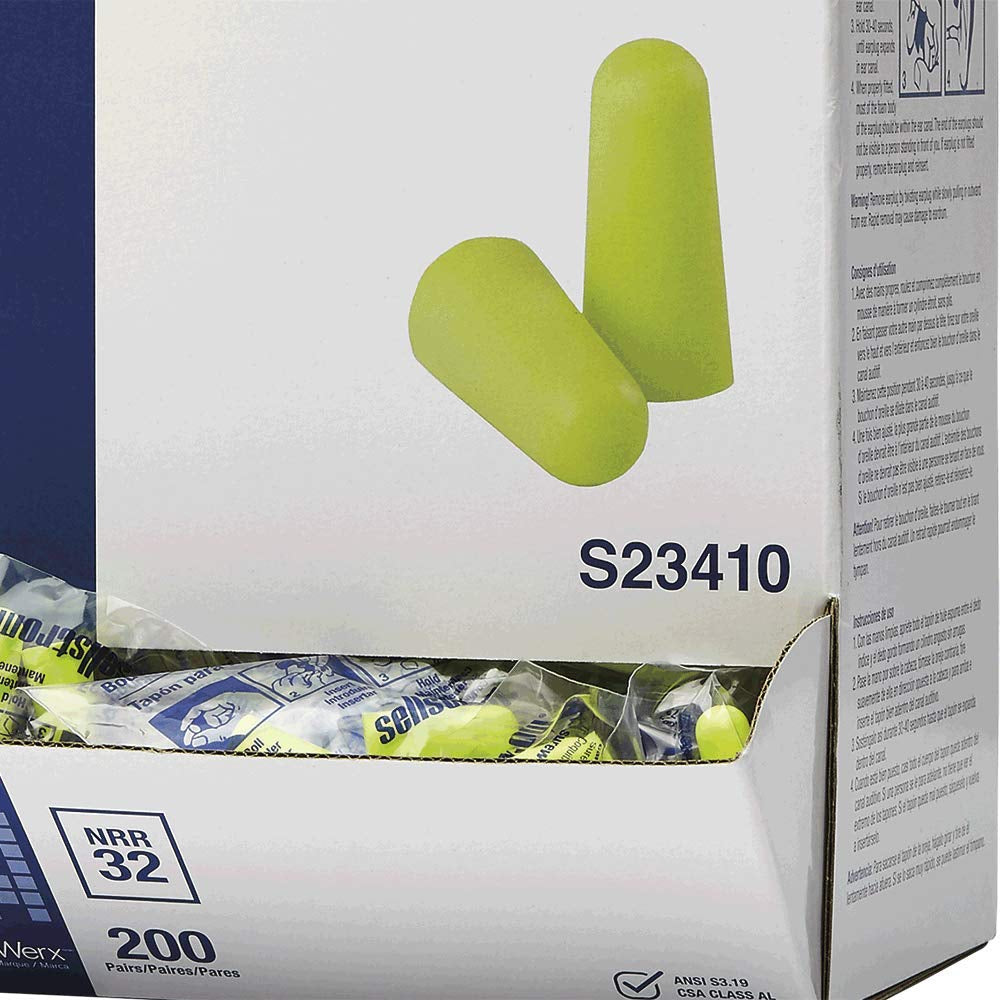Disposable Uncorded Foam Ear Plugs, 32Db NRR, Hi-Viz Green (Pack of 200), S23410