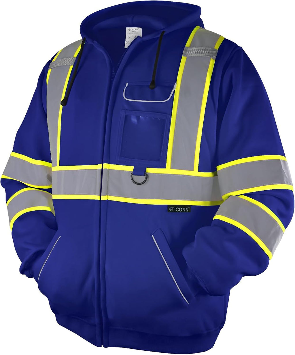 Hi Vis Safety Hoodie, ANSI Class 3 Reflective Fleece Sweatshirt