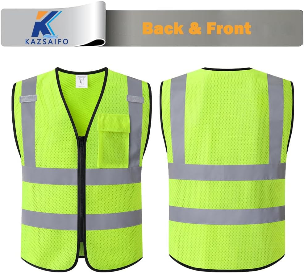 Hi Vis Reflective Safety Vest for Men Women,Kz179,Yellow,S