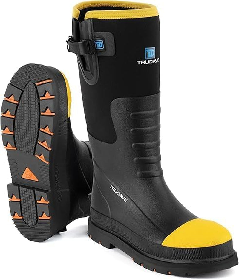 Ultimate Steel Toe Rubber Boots for Men - Waterproof, Anti-Slip, and Durable for Work, Hunting, and Farming - Available in Sizes 6-14