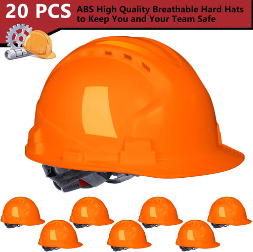 20 Pack Hard Hat Bulk 4-Point ABS Safety Helmets Adjustable