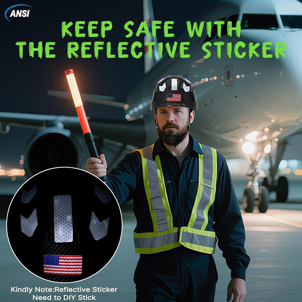 Premium Vented Carbon Fiber Hard Hat - ANSI Z89.1 Type 1 Class C Safety Helmet with 6-Point Suspension, Chin Strap & Reflective Strips for Ultimate Protection in Construction