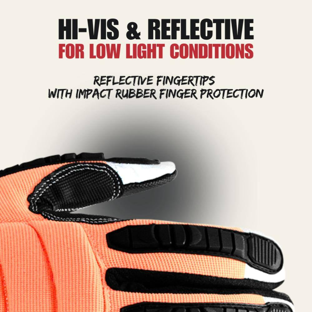 8015, HI VIS Impact Work Gloves, Canvas Palm, 4XL