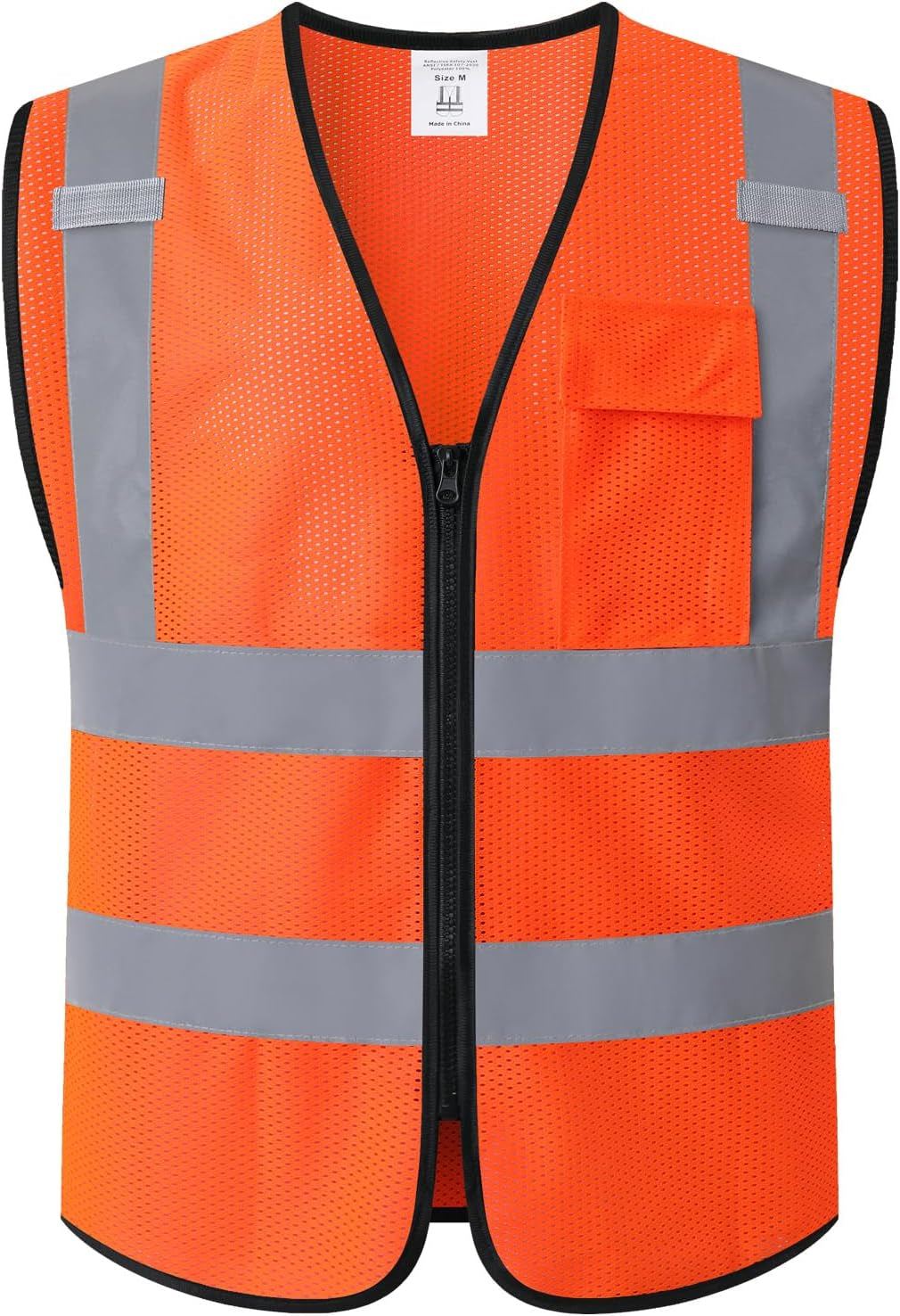 Hi Vis Construction Safety Vest for Men Women,Kz179,Orange,M