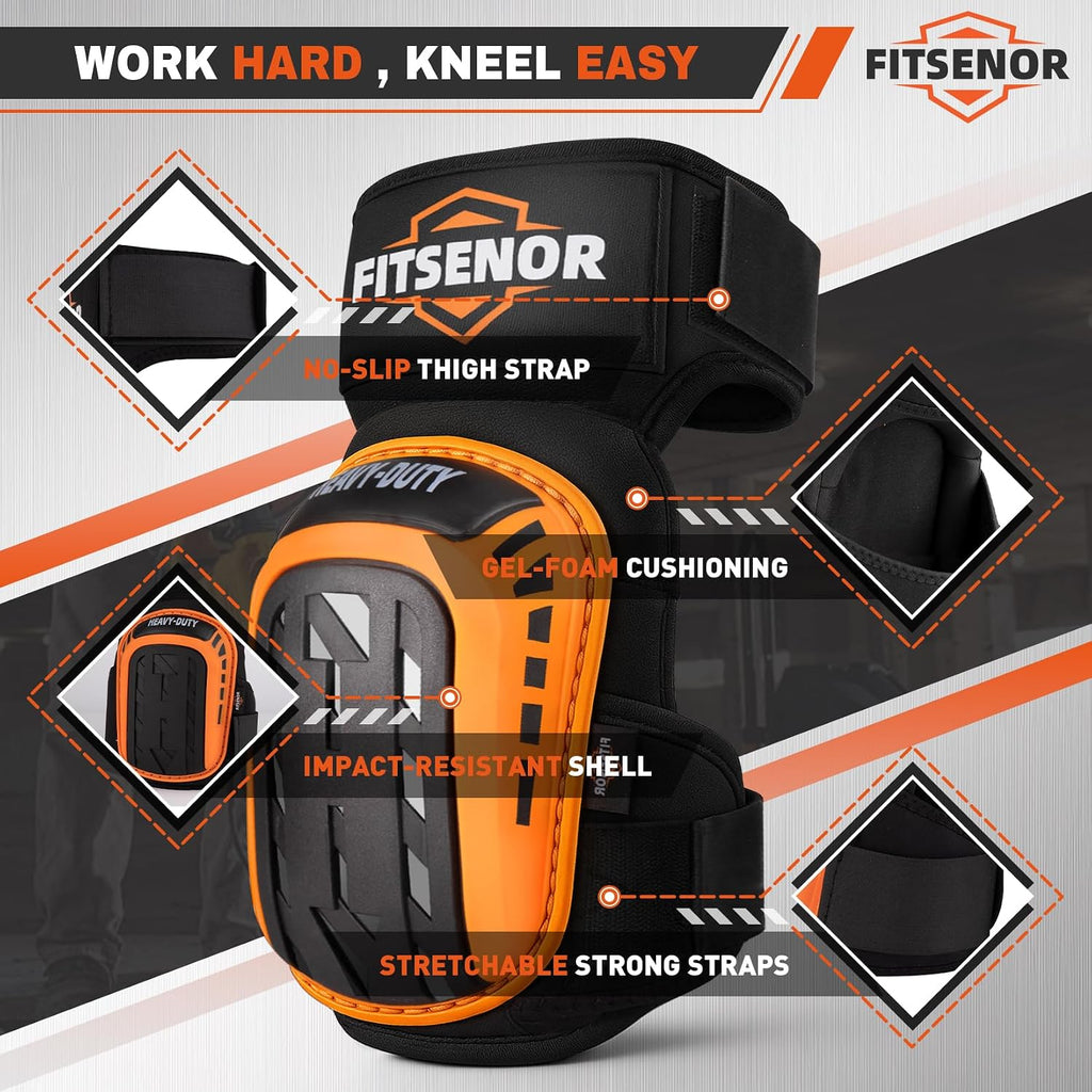 Knee Pads for Men, Gel Construction Knee Pads for Women, Orange