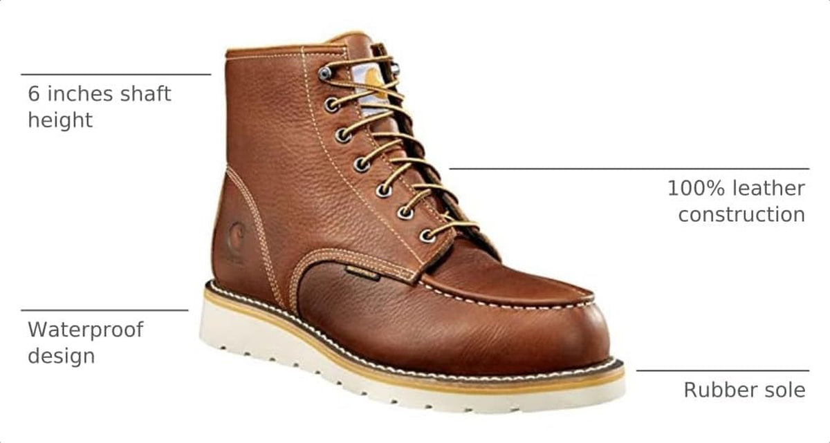 Men's 6" Moc Toe Waterproof Work Boots - Durable Oil-Tanned Leather with FastDry Lining for Ultimate Comfort and Traction