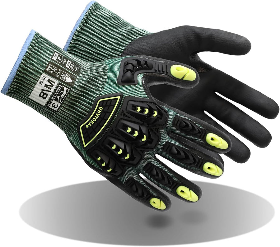 Safety Work Gloves for Men Women,Level 3 Impact Gloves with TPR