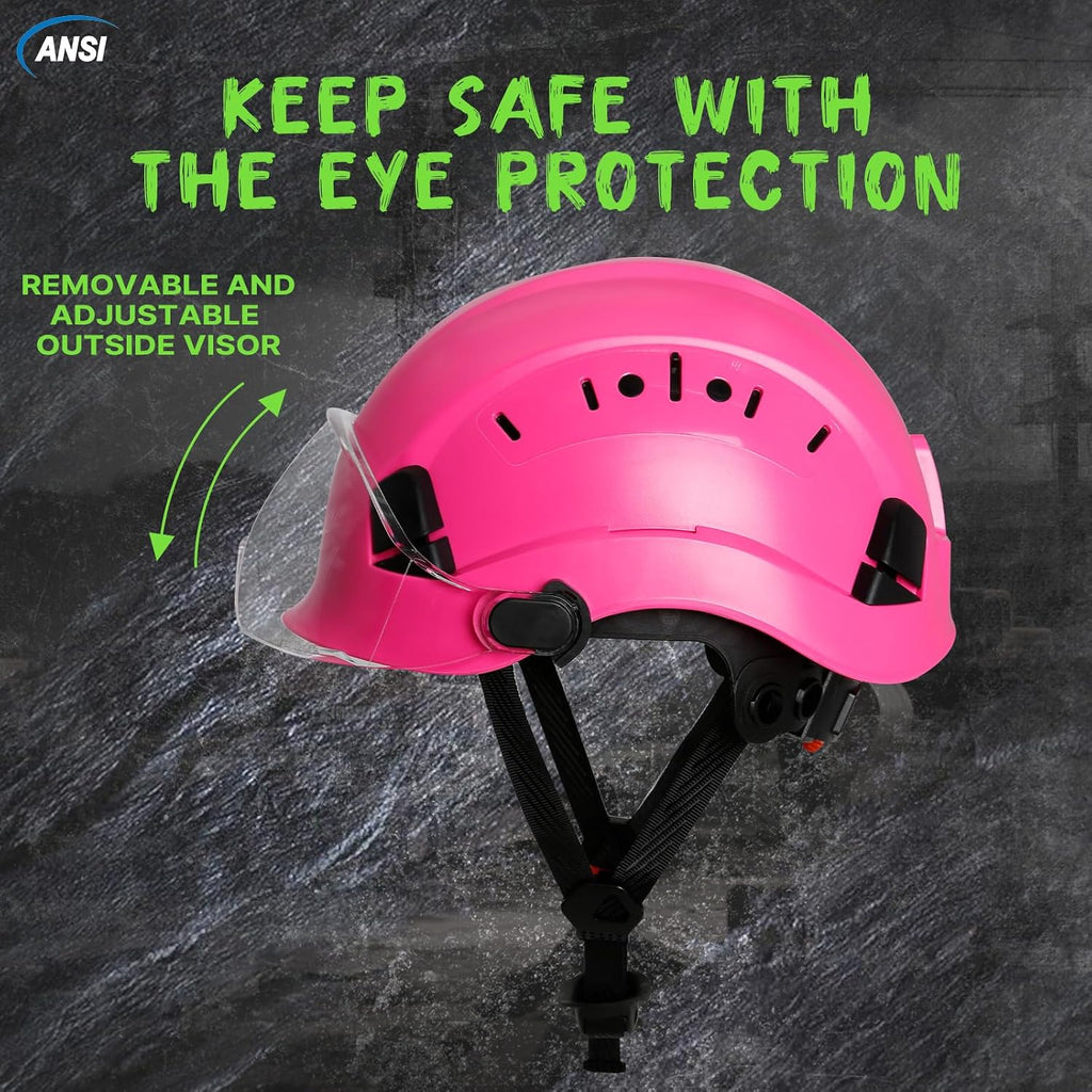 Construction Hard Hat with Visor and Chin Strap for Men,Ansi Z89.1