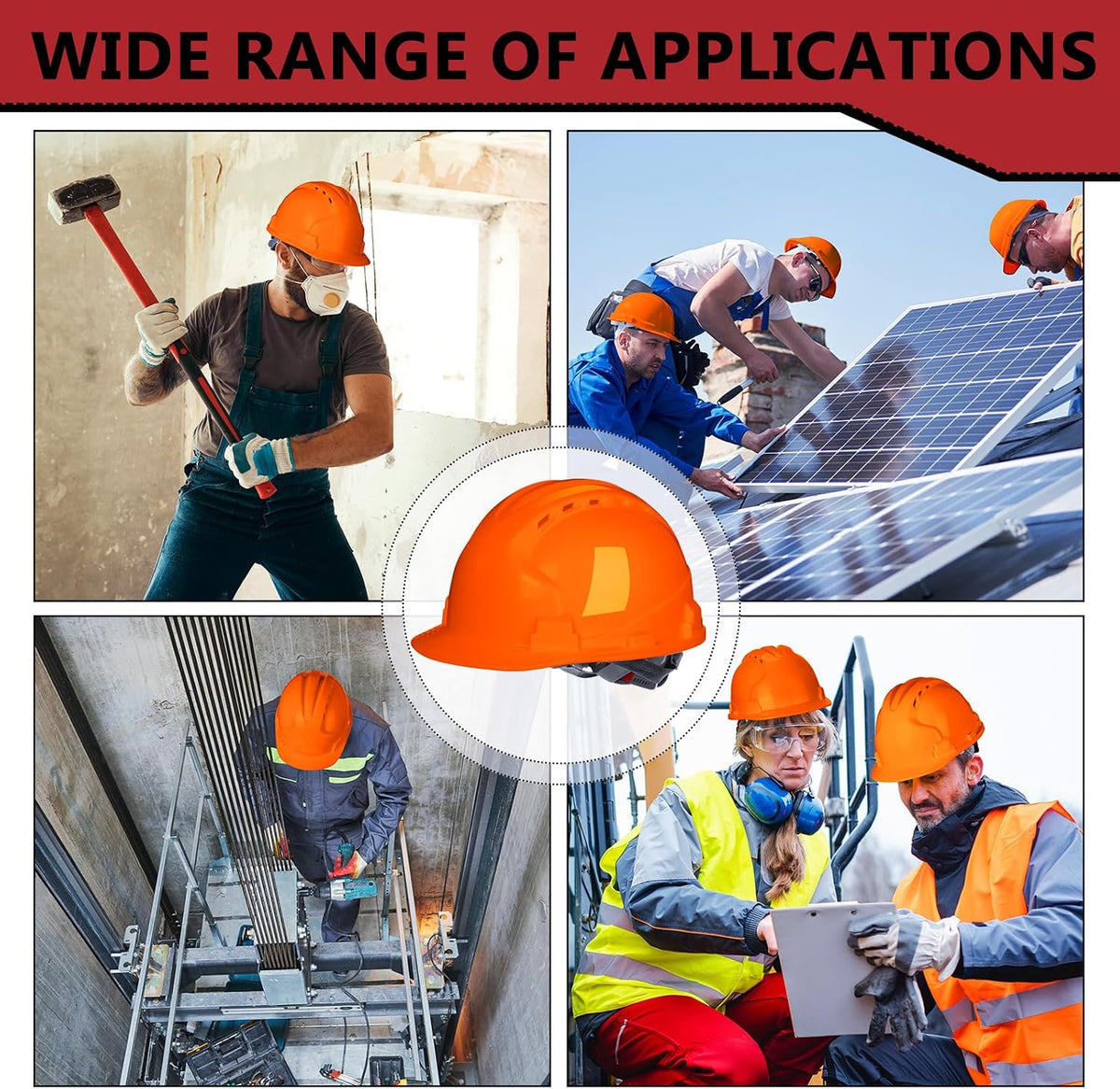 20 Pack Hard Hat Bulk 4-Point ABS Safety Helmets Adjustable
