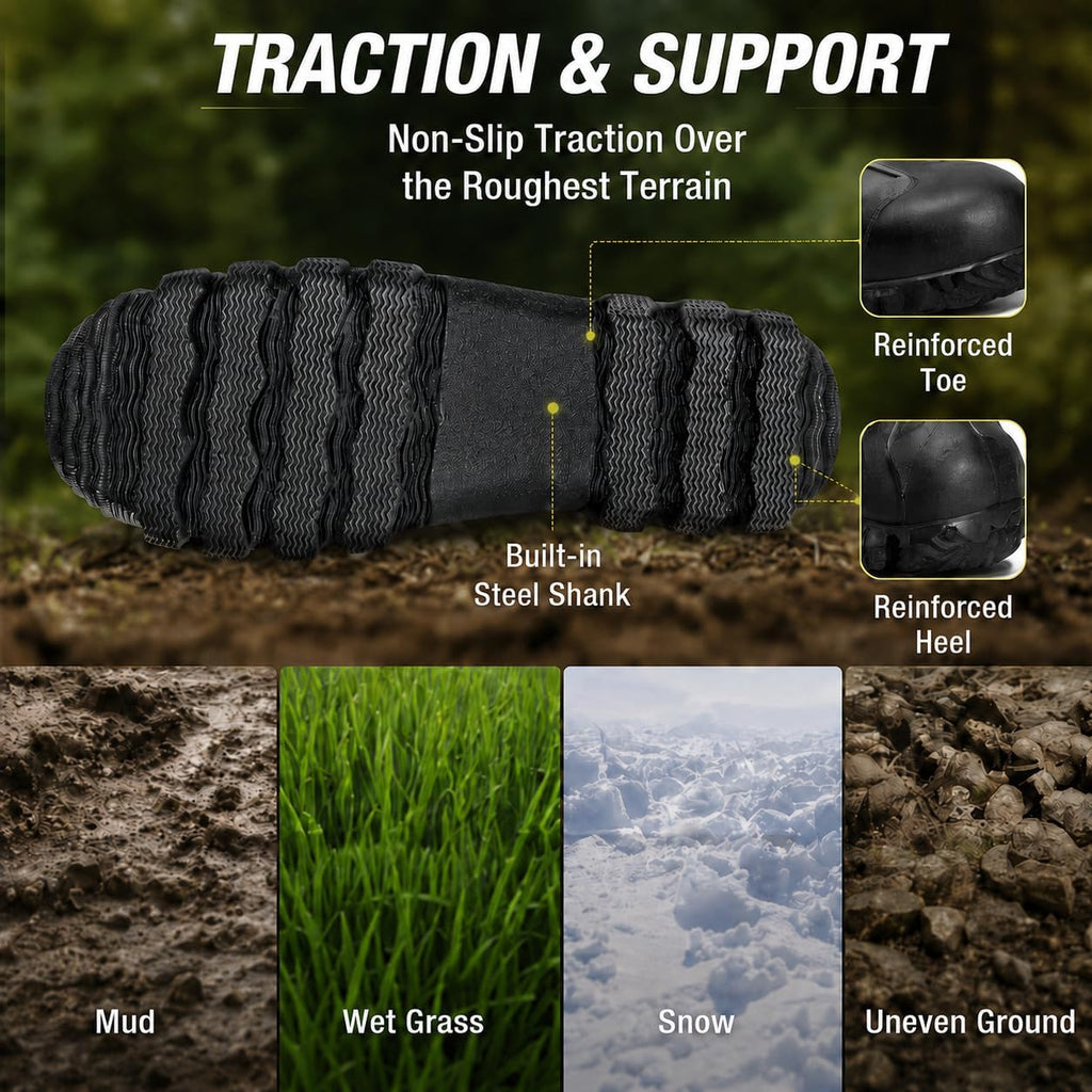 Men's Waterproof Rubber Boots with Steel Shank - Ultimate Comfort for Rainy Days and Outdoor Adventures