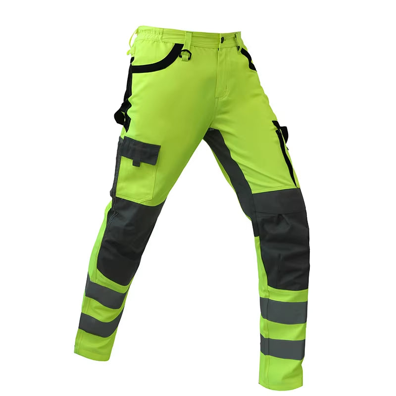 Hi Viz Yellow Workwear Suits for Work in Winter 3 in 1 Hi Vis Workwear Waterproof Jacket with Linner and Working Pants Men Set