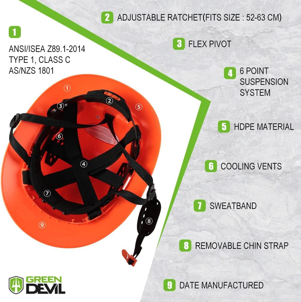 Ultimate Full Brim Hard Hat with Cooling Towel - OSHA Approved Safety Helmet for Construction and MMA - Adjustable Fit for Men & Women