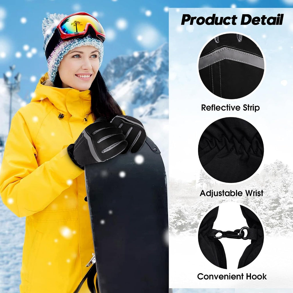 Women Heated Gloves Winter Waterproof Touchscreen Hand Warmers Insulated Ski Men Gloves Perfect for Freezer Work Cycling Walking Running Outdoor Activities(M Size)