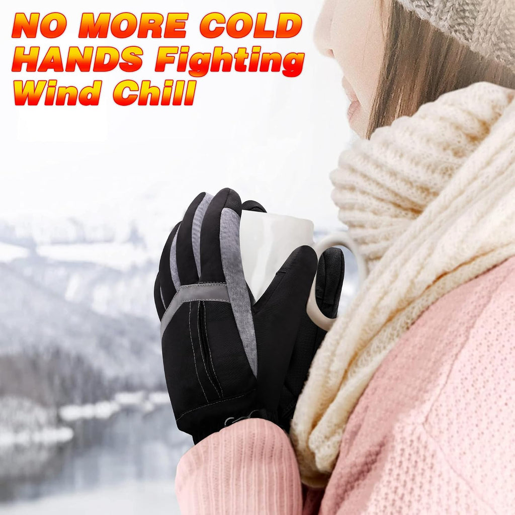 Women Heated Gloves Winter Waterproof Touchscreen Hand Warmers Insulated Ski Men Gloves Perfect for Freezer Work Cycling Walking Running Outdoor Activities(M Size)