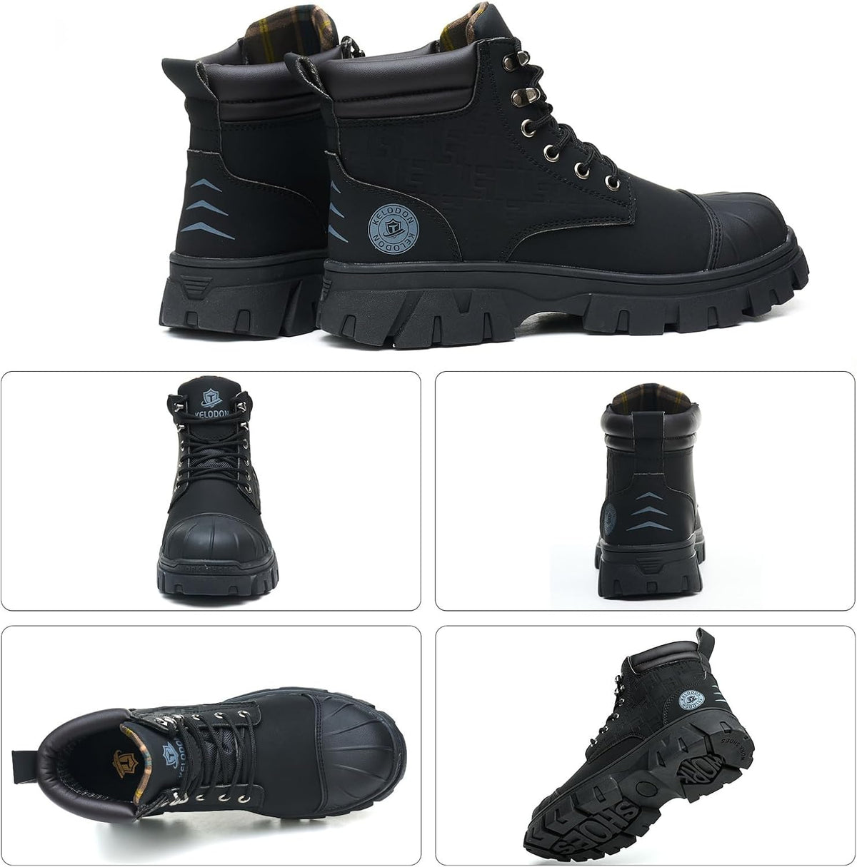 Waterproof Steel Toe Boots for Men 6 Inch Leather Steel Toe Shoes Non Slip Resistant Safety Work Boots Indestructible Lightweight Construction Boot