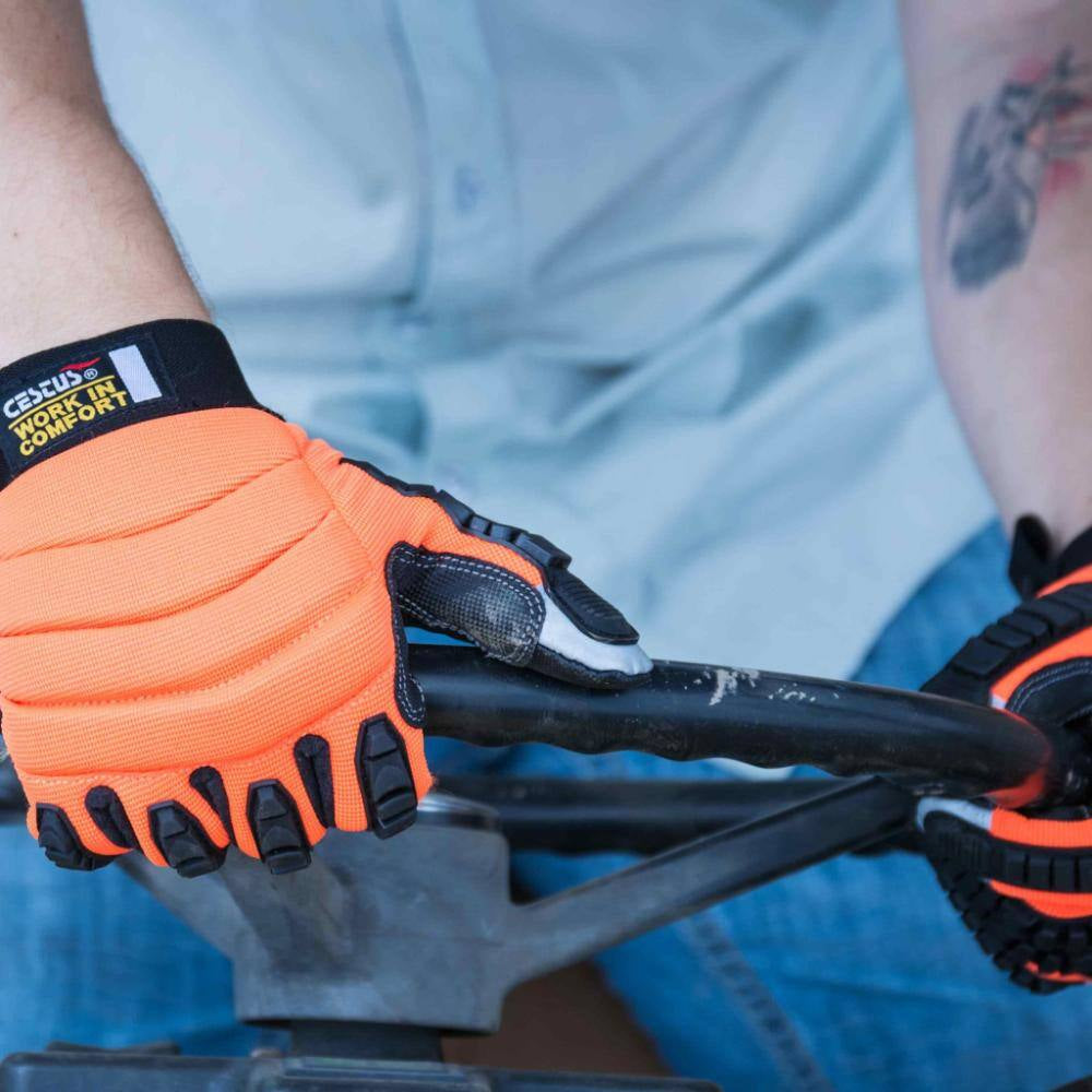 8015, HI VIS Impact Work Gloves, Canvas Palm, 4XL