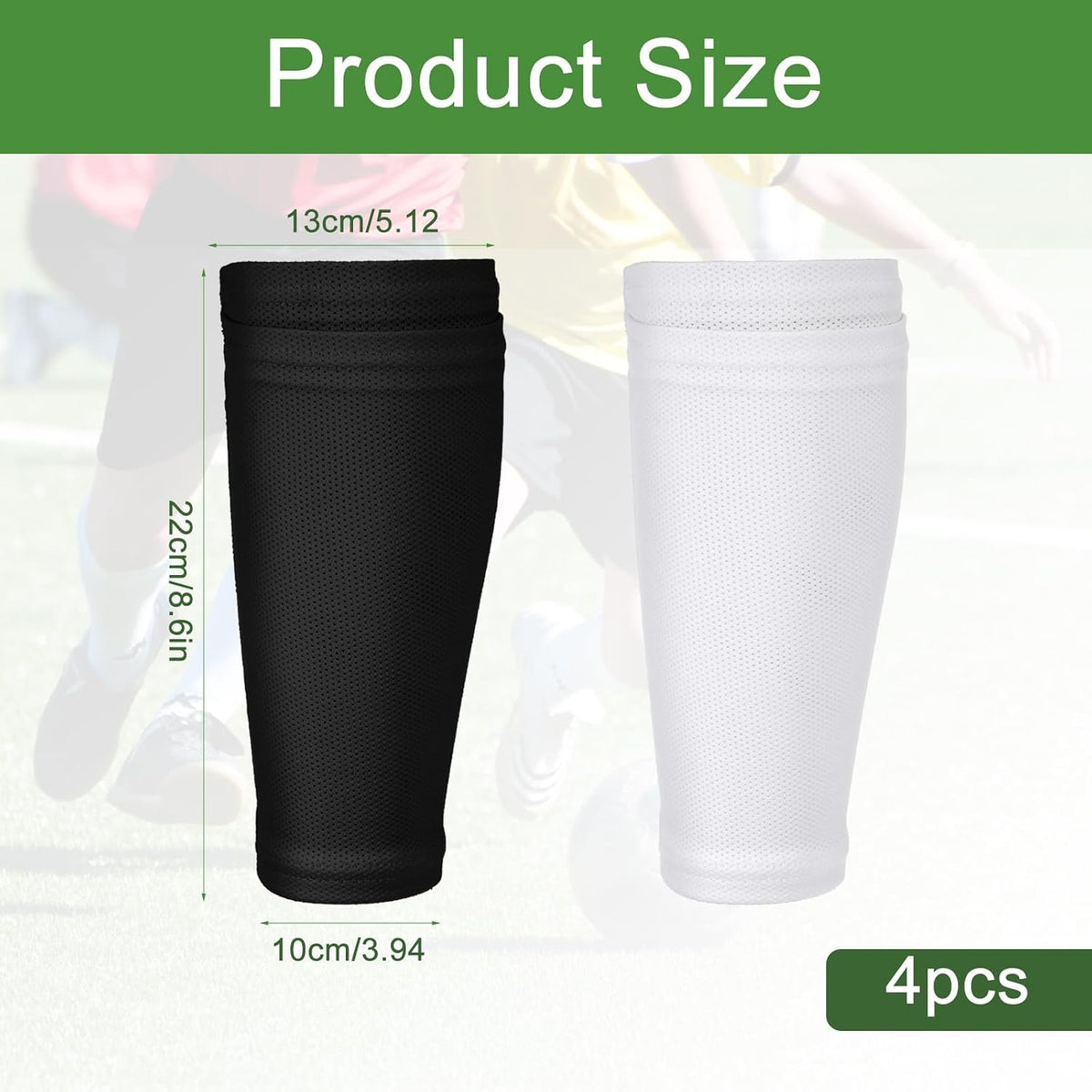 2 Pairs Shin Guard Sleeves, Shin Guard Covers Soft Sock Sleeves Shins Pads Socks Breathable Shins Pads Holders for Man Woman Adults  Black & White