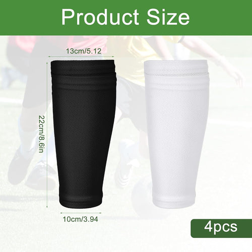 2 Pairs Shin Guard Sleeves, Shin Guard Covers Soft Sock Sleeves Shins Pads Socks Breathable Shins Pads Holders for Man Woman Adults  Black & White