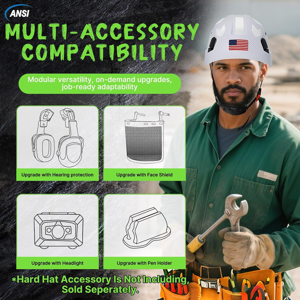 Aolamegs Vented Carbon Fiber Hard Hat - ANSI Z89.1 Type 1 Class C Safety Helmet with Reflective Strips and 6-Point Suspension for Ultimate Comfort and Protection