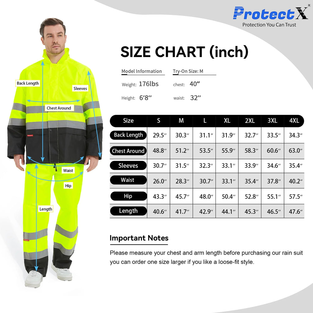 Stay Dry and Visible: Hi-Vis Waterproof Rain Jacket and Pants for Ultimate Safety and Comfort in Any Weather