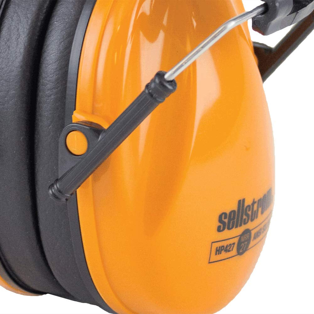 Noise Cancelling Lightweight Safety Ear Muffs, 27Db NRR, Universal Fit, Soft EVA Foam, Telescopic Height Adjustment, Black/Orange, S23404