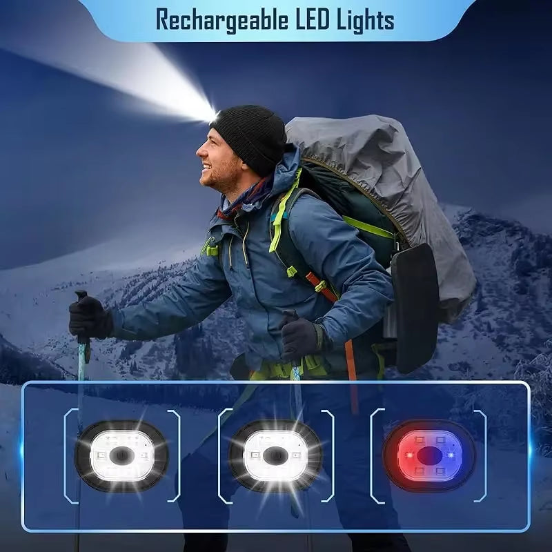 LED Beanie Hat with Light Unisex Warm Winter Hat USB Rechargeable Headlamp Cap Winter Knitted Night Lighted Hat Flashlight
