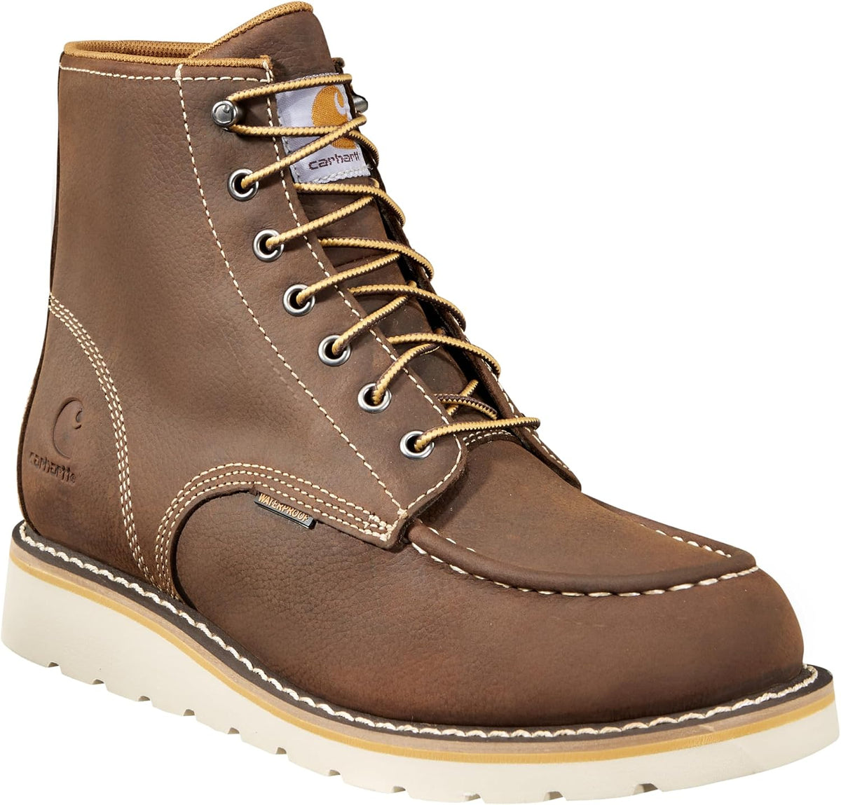 Men's 6" Moc Toe Waterproof Work Boots - Durable Oil-Tanned Leather with FastDry Lining for All-Day Comfort and Slip-Resistant Traction