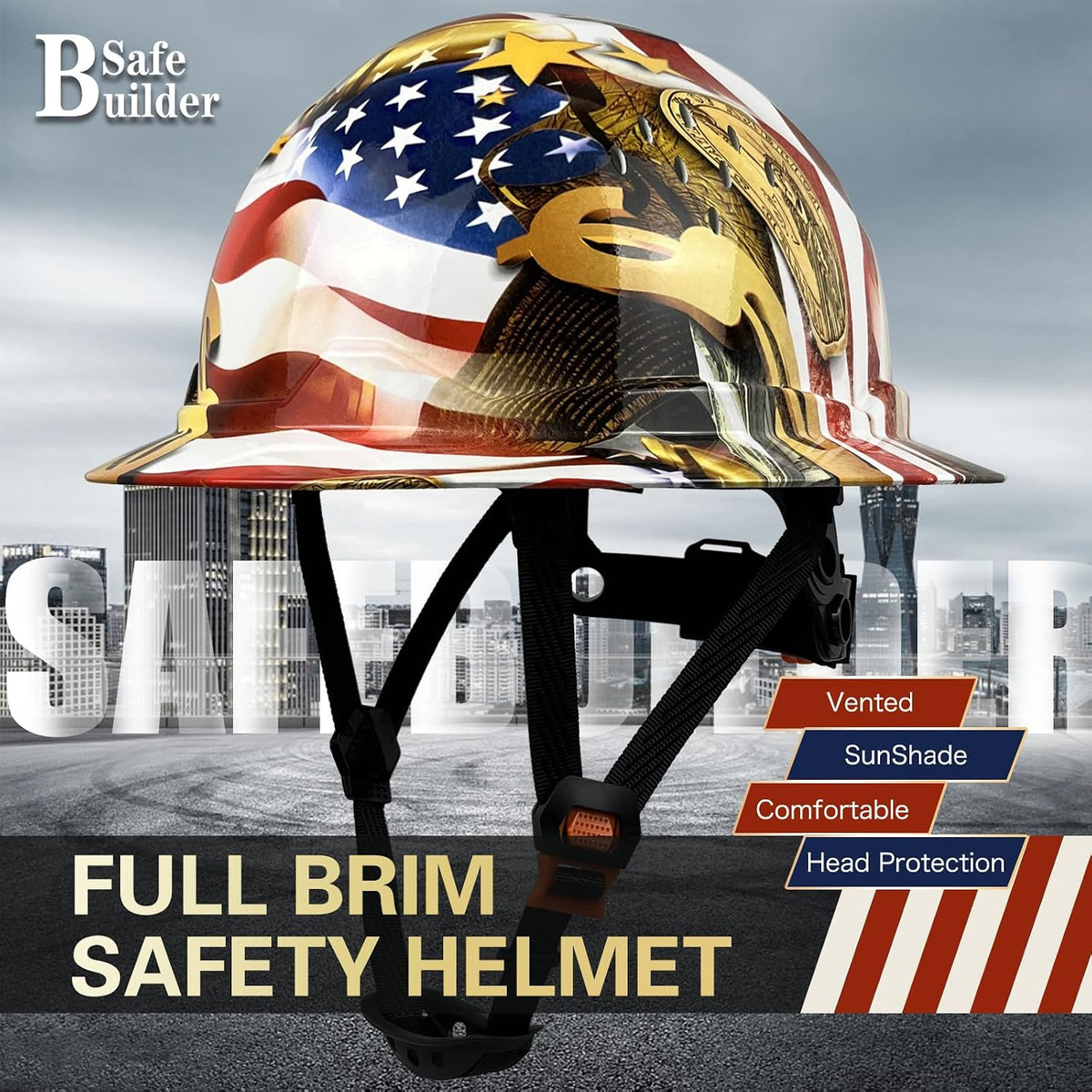 Premium Vented Full Brim Hard Hats - ANSI/ISEA Certified Safety Helmet with Carbon Fiber Design