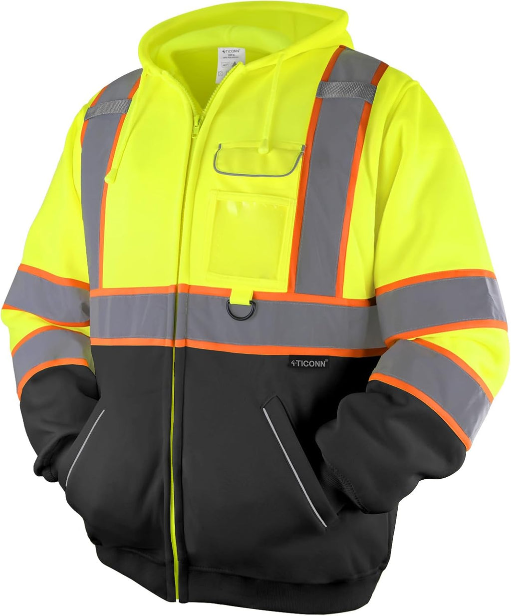 Hi Vis Safety Hoodie, ANSI Class 3 Reflective Fleece Sweatshirt