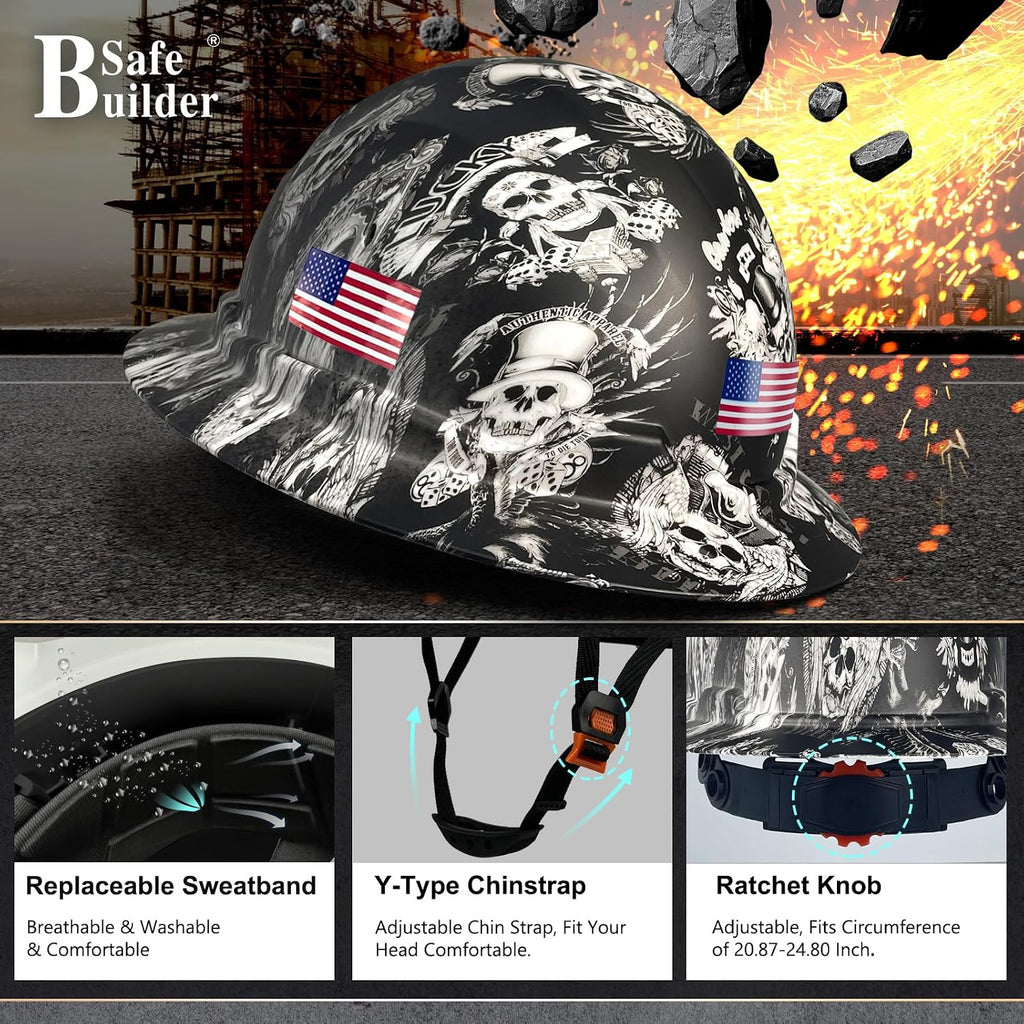 Premium Full Brim Construction Hard Hat with Ventilation - ANSI Certified Safety Helmet in Stylish Carbon Fiber Design