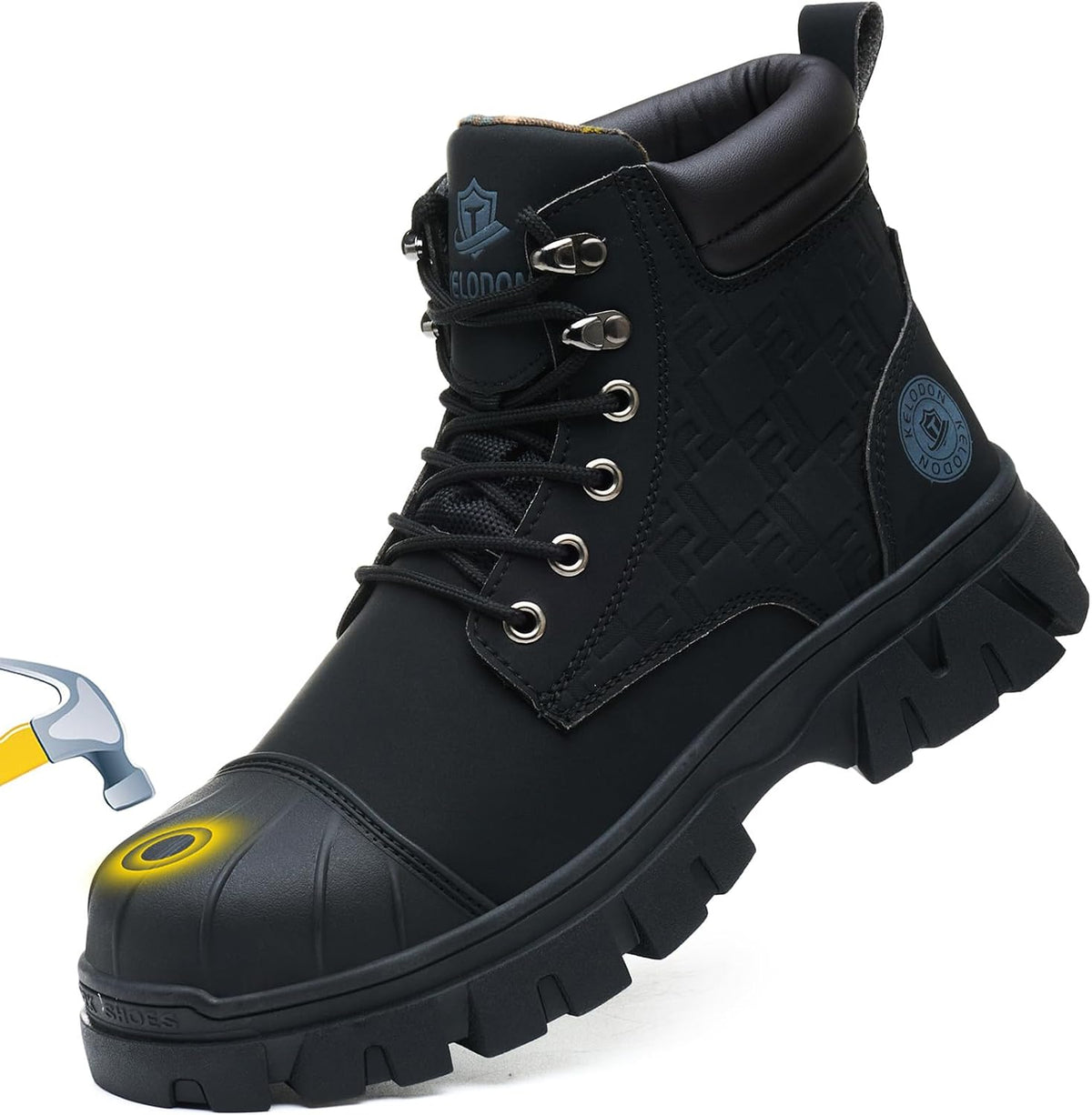Waterproof Steel Toe Boots for Men 6 Inch Leather Steel Toe Shoes Non Slip Resistant Safety Work Boots Indestructible Lightweight Construction Boot