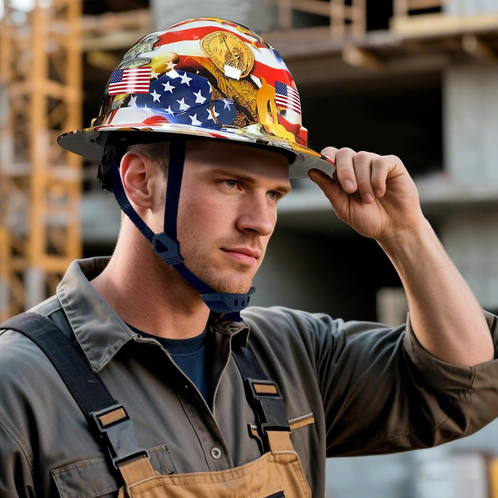 Premium Vented Full Brim Hard Hats - ANSI/ISEA Certified Safety Helmet with Carbon Fiber Design