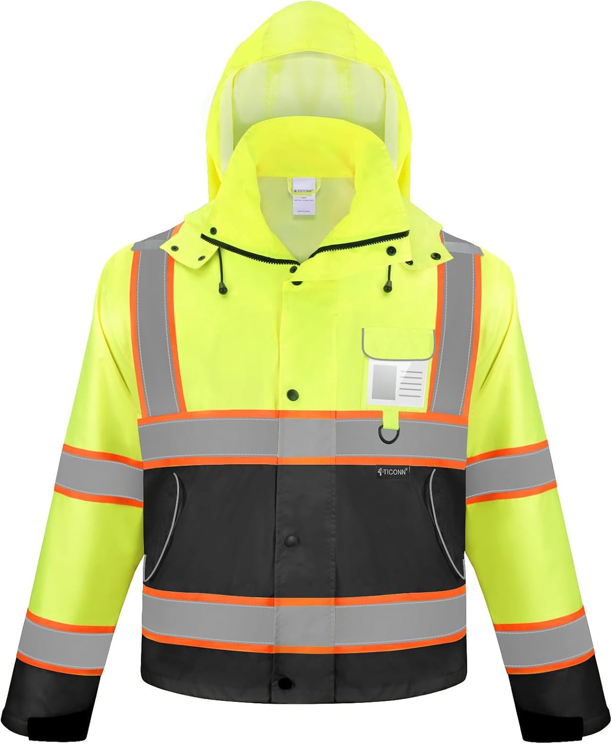 Reflective Rain Jacket, Waterproof ANSI Class 3 Hi Vis Safety Coat