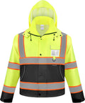 Reflective Rain Jacket, Waterproof ANSI Class 3 Hi Vis Safety Coat