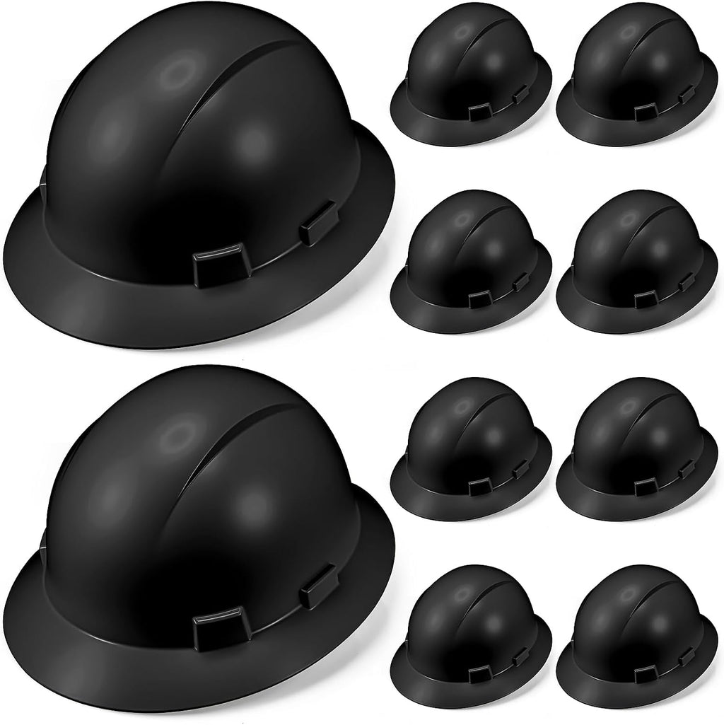 10 Pack Classic Full Brim Hard Hats - Lightweight HDPE with Adjustable Suspension for Ultimate Safety