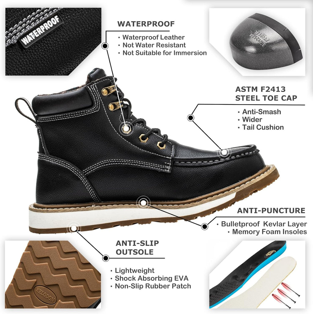 Waterproof Steel Toe Boots for Men Safety Work Shoes