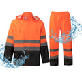 Stay Visible and Dry: Hi-Vis Waterproof Rain Jacket and Pants Set for Men and Women - Perfect for Work, Fishing, and Outdoor Adventures in Bright Orange