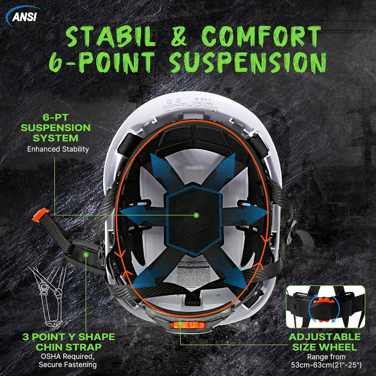 Aolamegs Vented Carbon Fiber Hard Hat - ANSI Z89.1 Type 1 Class C Safety Helmet with Reflective Strips and 6-Point Suspension for Ultimate Comfort and Protection