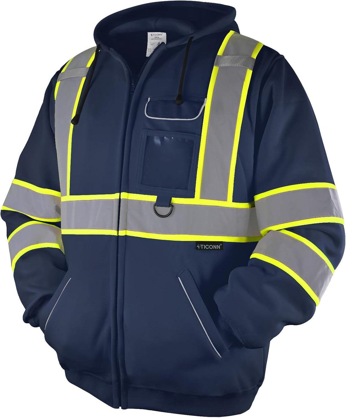 Hi Vis Safety Hoodie, ANSI Class 3 Reflective Fleece Sweatshirt