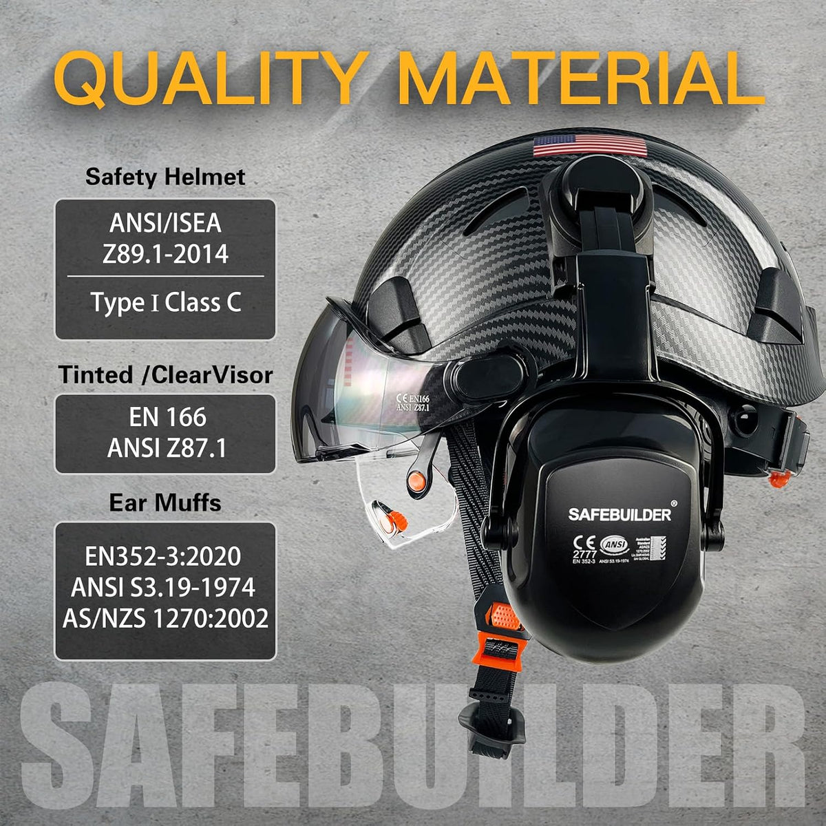 Premium Industrial Safety Helmet with Adjustable Visors and Ear Muffs for Ultimate Head Protection in Construction Work